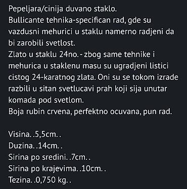 autima: Murano bullicante rubin pepeljara/cinija,rucni rad sa 24k.zlatom iz — 4