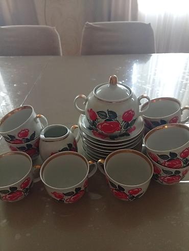 Qab-qacaq və mətbəx ləvazimatları: Çay dəsti, rəng - Ağ, Farfor, 9 nəfərlik, SSRİ — 2