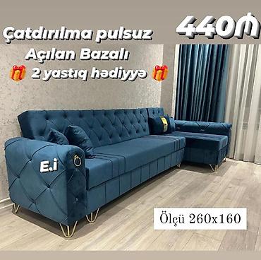 kunc diva: Künc divan – açılan, bazalı model - Ölçü: 260 x 160 sm - Rəng: dərin — 1
