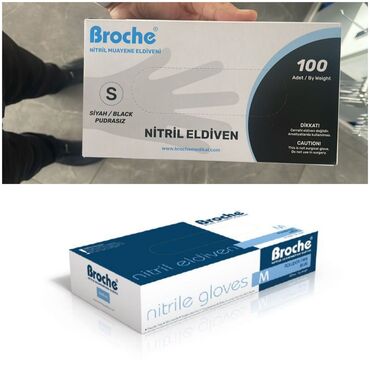nitril: 🔥Çox aşağı qiymətə🔥 *Nitril əlcəklər* Broche göy(S,M) və qara(S,M) 