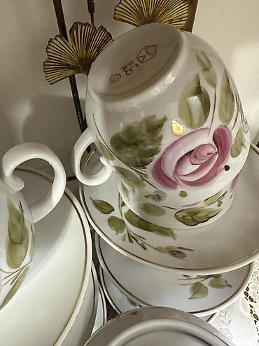 чайный сервиз ссср на 6 персон: Чайный сервиз “Роза” Барановка на 6 персон. 
Ручная роспись! — 6
