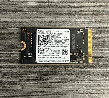 think: Micron 2500 M.2 NVMe 512 GB SSD (PCIe Gen4 x4). ​Sağlamlıq: 100% — 1