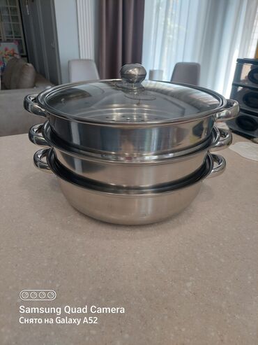 кастрюль: Набор бытовой техники и посуды для кухни: 1) Пароварка/мантоварка из