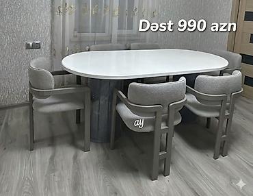 saloglu masalar: Qonaq otağı üçün, Yeni, Açılmayan, Oval masa, 6 stul — 1