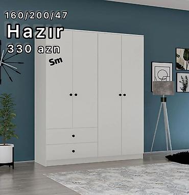 ucuz dolap: Yeni, 4 qapılı, Siyirməli, Ağ, Açılan, Düz dolab — 1