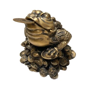 золотое сережки: Денежная жаба с монеткой
