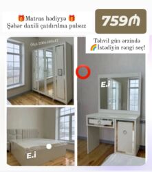 Dolablar: *Yataq dəsti Endirim ✨759Azn💥* ✔️Rəng seçimi var ✔️ *Şəhər daxili