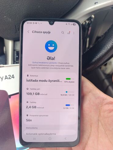 galaksi electronics: Samsung Galaxy A24 4G, 128 GB, rəng - Bənövşəyi, İki sim kartlı