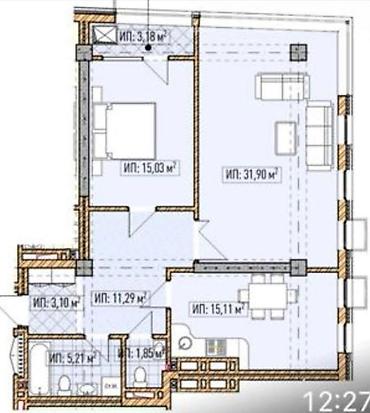 home: 2 комнаты, 87 м², Асанбай мкр Элитка, 7 этаж, ПСО (под самоотделку) — 1