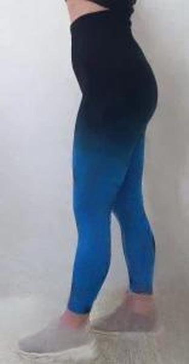 Helanke, biciklistički šortsevi: Ženske helanke sa visokim strukom u crno-plavoj tie-dye boji. Helanke — 20