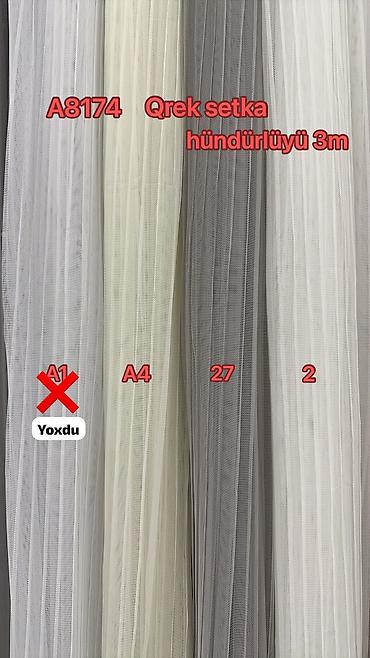 Pərdə və tüllər: Tül pərdə – model 0093 seriyası - Material: incə, işıqlı tull (yarı — 15