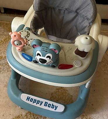tibbi mehsullar: Happy Baby uşaq gəzdirəni (walker) - Rəng: açıq mavi/ağ, oturacaq — 2