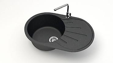 Кухонные мойки: Кухонная мойка Glanz Касандра J110 Каменная мойка из литого мрамора — 9