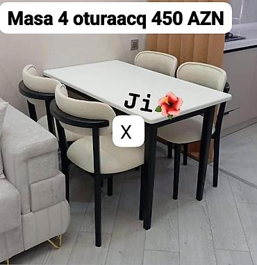yemek stol: Mətbəx/qonaq otağı üçün modern yemək dəsti: - 1 ədəd düzbucaqlı masa — 1