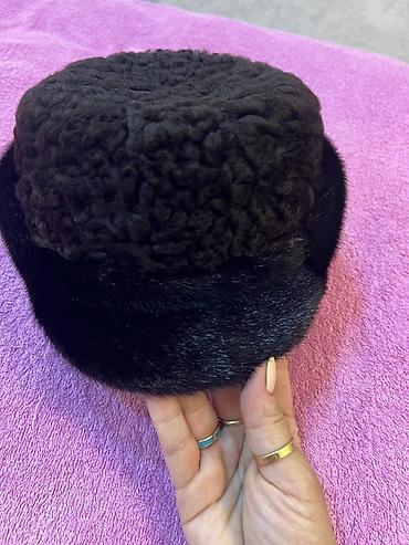 norka: Karakul (astraxan) papaq – klassik dairəvi model - Rəng: qara - Üst — 1