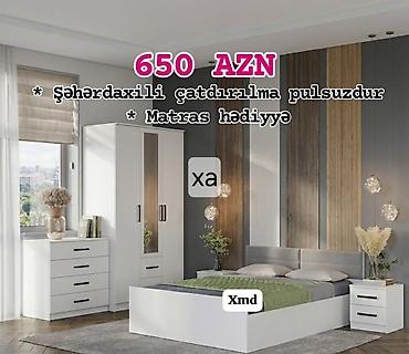 Yataq otağı mebel dəsti Tərkib: - İki nəfərlik çarpayı (başlıqla) - 3