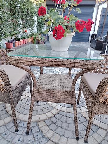 Mebel: Balkon üçün, İşlənmiş, Açılmayan, Kvadrat masa, 2 stul — 1