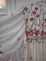 Gündəlik donlar: Ağ rəngdə, uzun, romantik üslublu don. - Material: yüngül, uçuşan — 7