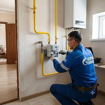 construction: Газификация, Монтаж газопровода, Установка газового оборудования, Установка газового счетчика — 1