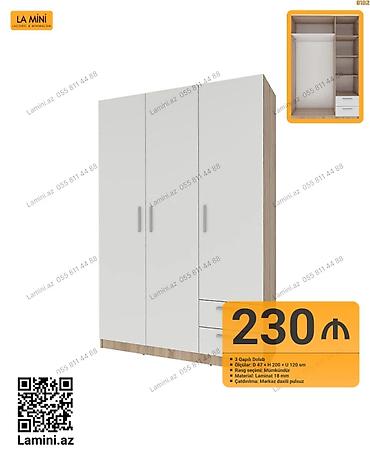 Ev və bağ: 3 qapılı dolab - Ölçülər: D 47 x H 200 x U 120 sm - Daxili quruluş — 1