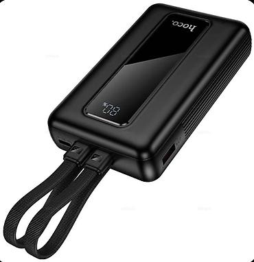 iphone cable: Внешний аккумулятор Hoco (черный) - Встроенные два кабеля: USB‑C и — 4