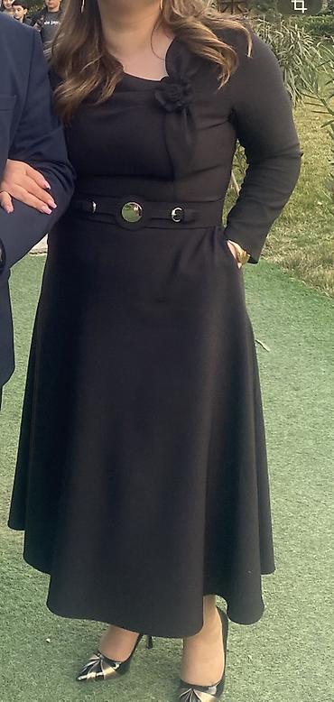 versage sep: Qara rəngli zərif ziyafət/libas - Model: Uzun, A-kəsimli ətəkli — 2