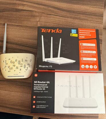 modem kablosuz: Tenda F3 modeli və Xiaomi Mi Router 4A daxil olmaqla, ev və ya ofis