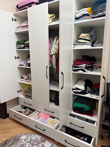 matras ucuz: 4 qapılı, çox bölməli paltar şkafı Hündürlük 2,20 eni 1,76 - Rəng — 3