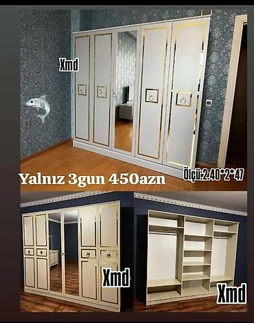 paltar dolab: Yeni, 6 qapı, Güzgülü, Ağ, Açılan, Düz dolab — 1