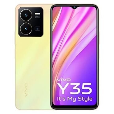 бронированый телефон: Vivo Y35 5G, Б/у, 64 ГБ, цвет - Желтый, 2 SIM