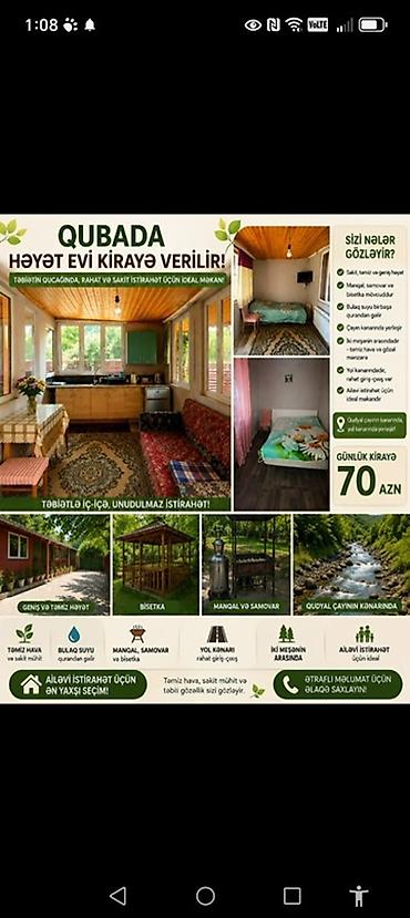 xırdalan aaaf park: Qubada həyət evi kirayə verilir – təbiətin qoynunda, sakit və rahat — 1