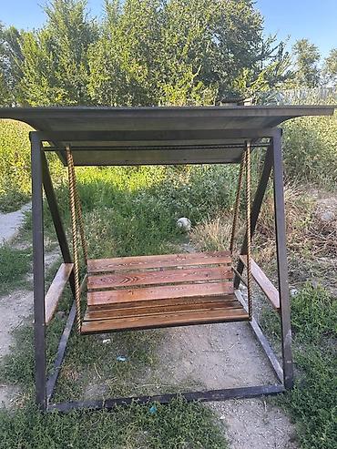 качели деревянные: Садовые качели Металл, Со спинкой, С крышей — 1