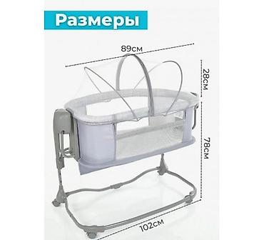 мастела 3 в 1: Детская приставная кроватка, Б/у, С колесиками, цвет - Серый — 8