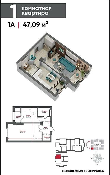 artwin: 1 комната, 47 м², Технопарк Элитка, 3 этаж, ПСО (под самоотделку) — 1
