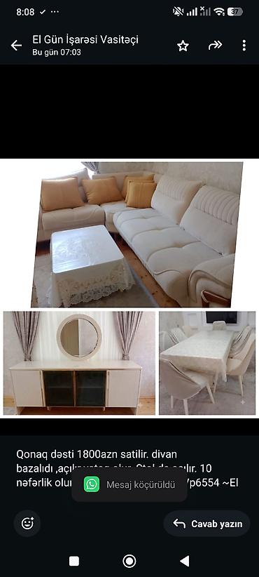 Qonaq dəsti 1800azn satilir. divan bazalıdıaçılır yataq olur. Stol