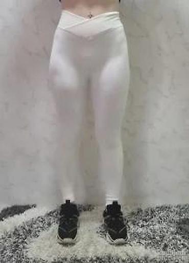 Helanke, biciklistički šortsevi: Ženske rebraste helanke – belo - Model sa V/“crossover” pojasom — 17