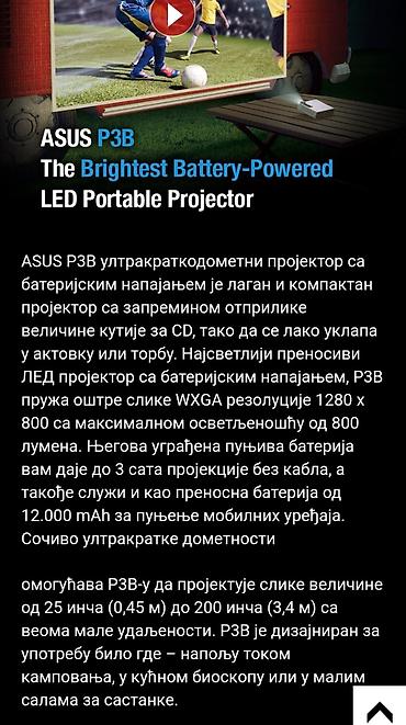 Projektori: "ASUS P3B"® Super Mobilni-Prenosivi LED Video Projektor – O R I G I N — 15