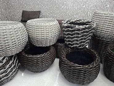 Горшки для растений: Плетёные кашпо для растений - Материал: синтетический ротанг — 5