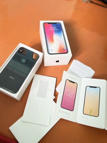 Apple iPhone: IPhone X, Новый, 64 ГБ, Черный, Защитное стекло, Коробка, 100 %