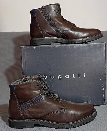 Čizme: Muške zimske kožne čizme original Bugatti broj 45 Nove,nikad nošene - — 2