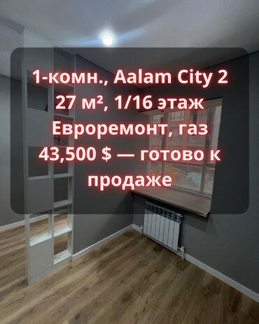 1 комнатная квартира на продажу: 1 комната, 27 м², Элитка, 1 этаж, Евроремонт