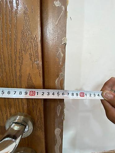 qapı mdf: Ağac teksturalı şüşəli otaq qapısı və qutu dəsti - Material: taxta — 3