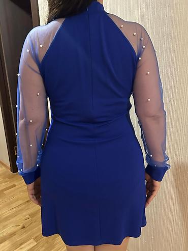 tullu ətəklər: Mavi rəngli qadın qısa don Ölçü M - Model: mini uzunluqda, qolu uzun - — 2