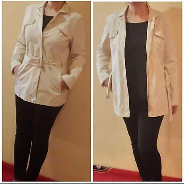 Qadın bej rəngli yüngül paltarüstü jaket - Klassik düz kəsim, dizaltı