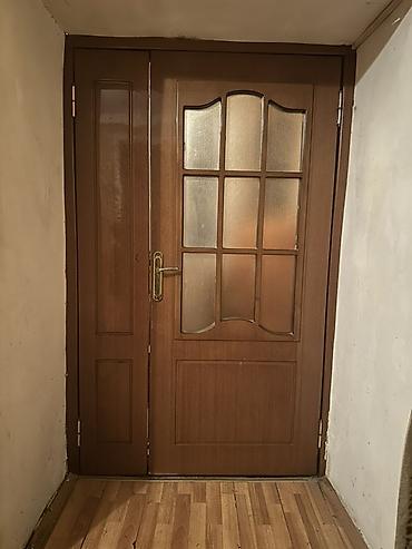 taxta parket: İkiqat taxta otaq qapısı – şüşəli dizayn - Material: ağac (qəhvəyi — 2