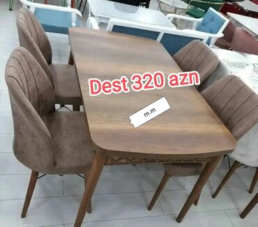 Masa və oturacaq dəstləri: Qonaq otağı üçün, Yeni, Açılan, Dördbucaq masa, 4 stul — 29