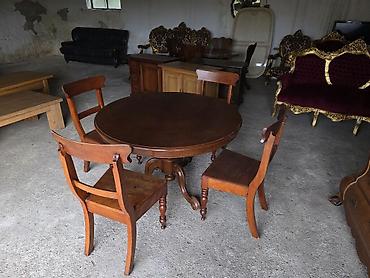 Setovi stolova i stolica: Okrugli drveni trpezarijski sto sa 4 stolice – klasični stil - — 6