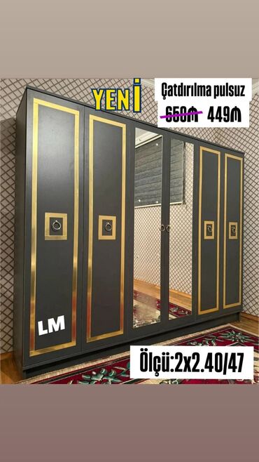Çarpayılar: 6 qapı Qarderob, paltar dolabı