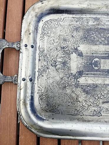 Staro posuđe i escajg: Vintage veliki posrebreni predratni poslužavnik 57 cm!. Vintage veliki — 8