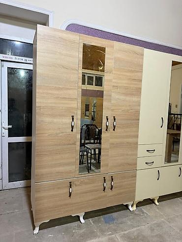giris dolabi: Yeni, 3 qapılı, Güzgülü, Bej, Taxta, Açılan, Düz dolab — 7